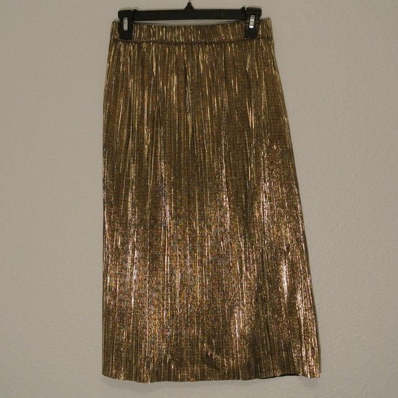 Zara Dresses & Skirts - Zara Trafaluc Collection Gold Pleated Skirt